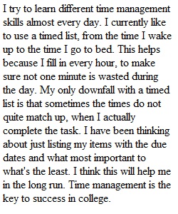 Time Management Reflection